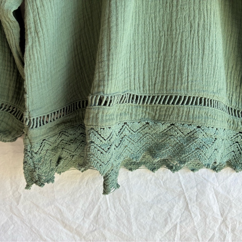 Rylee + Cru Girls 3/4 Sleeve Cotton Gauze Blouse With Lace Trim 6-7Y - Picture 8 of 10